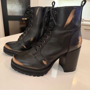 Steve Madden Black and Tan Combat Boots